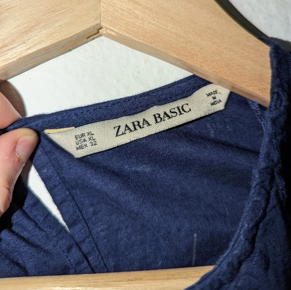 Zara Navy Eyelet Shirt - Picture 7 of 8